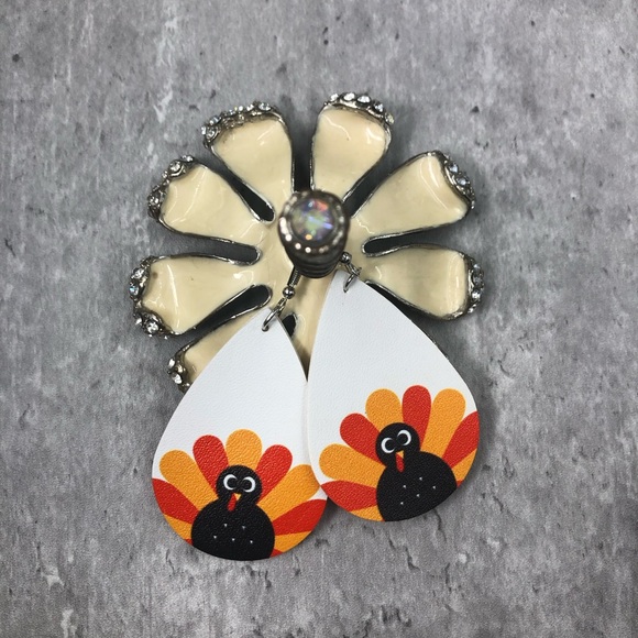 Faux Leather Fall Thanksgiving Earrings NWT ✨ - Picture 5 of 8